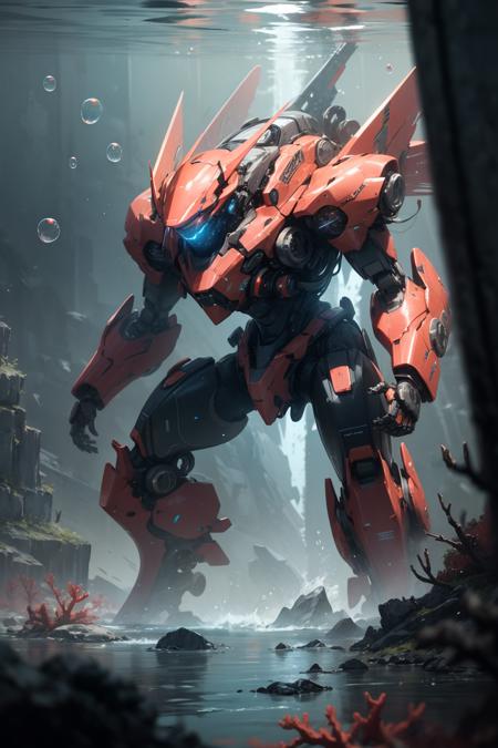 01213-2514279417-Unreal Engine,underwater,cinematic shot,best quality, [insect _robot_0.7] ,robot_mecha,scenery,shimmering coral,battlefield,debr.png